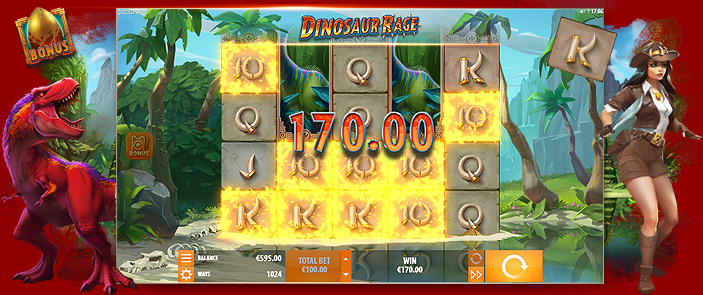 Gagnez des bonus et des jackpots incroyables sur la slot Dinosaur Rage de Quickspin !
