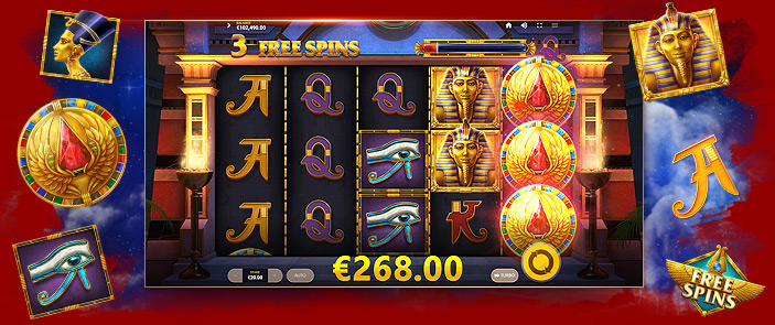 Machine à sous de casino en ligne sur le thème de l'Egypte Red Tiger : Wings of Ra
