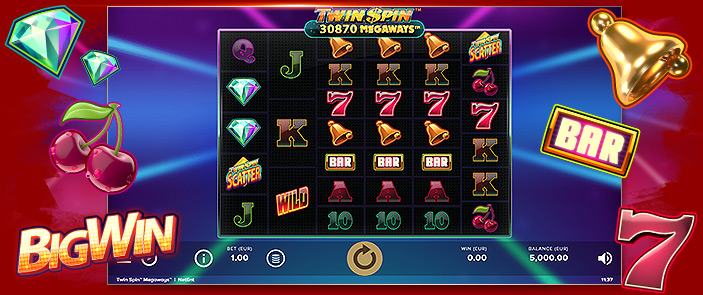 Enormes gains au casino mobile avec la machine à sous Twin Spin MEGAWAYS™ sur iPhone et Android !