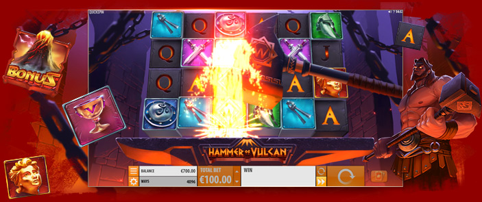 Bonus gratuits et jackpots sur la machine à sous Quickspin Hammer of Vulcan !