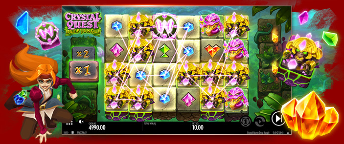 Machine à sous aventure mobile, tablette, PC Crystal Quest: Deep Jungle de Thunderkick !