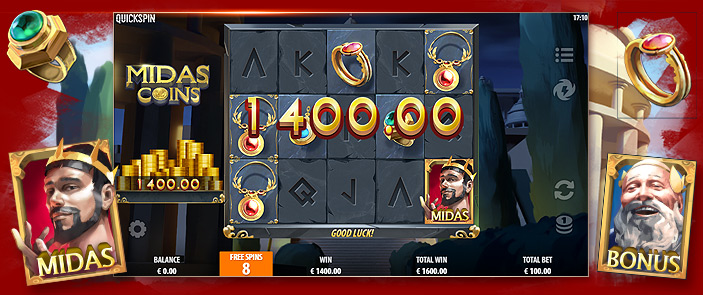 Gagner des bonus et le jackpot grâce la machine à sous Midas Coins !